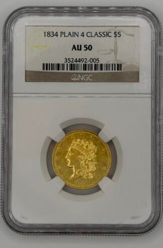 1834 Classic Head Gold $5 Half Eagle Plain 4 NGC AU50