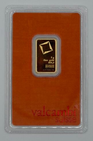 5 gram .9999 Gold Bar - Valcambi (In Assay)