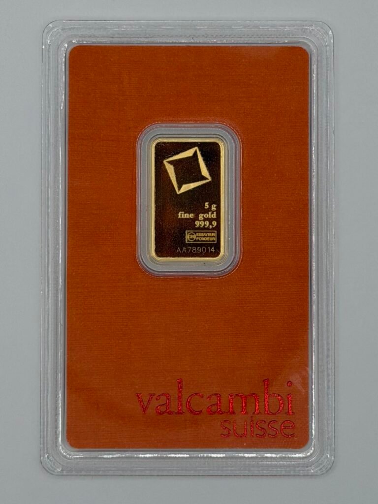 5 gram .9999 Gold Bar - Valcambi (In Assay)
