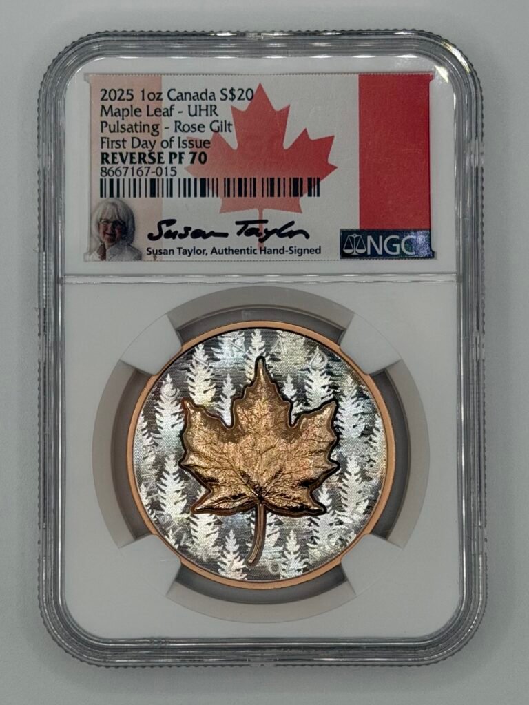 2025 Canada $20 Gilt Maple Leaf UHR .9999 Silver Coin NGC Reverse PR70 FDOI