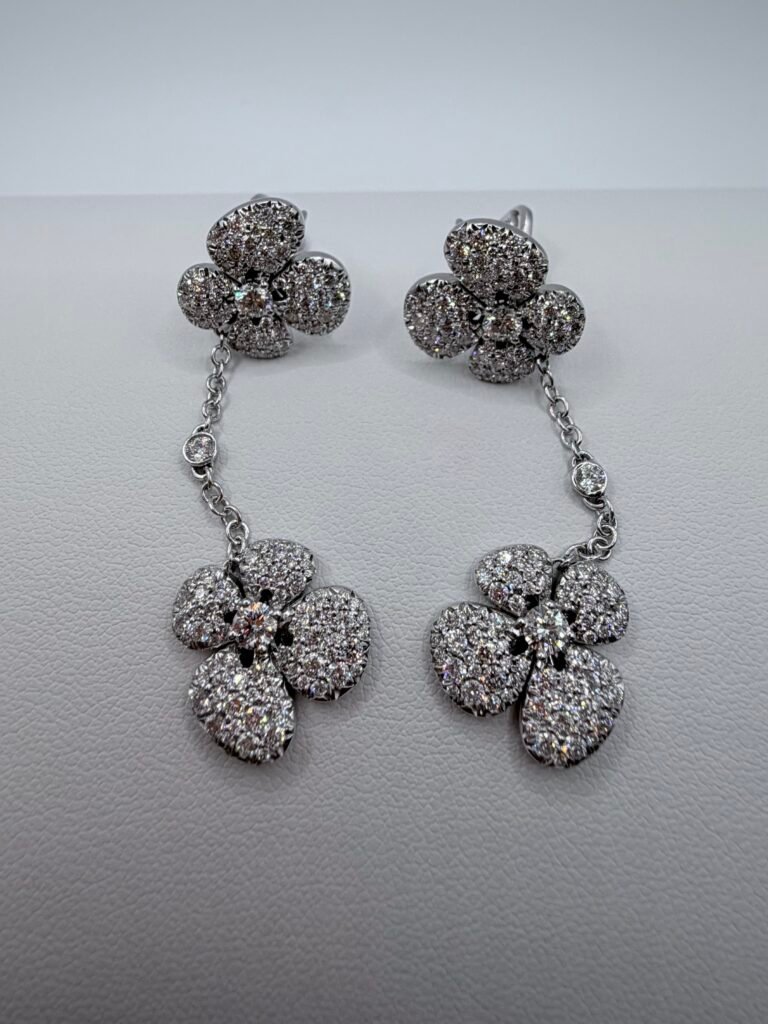 (MISENO) 18K White Gold and Diamond Ischia Earrings (3.11 Carat Total Natural Diamond Weight)