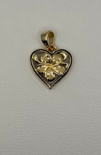 Hawaiian Heirloom Style 14k Gold Heart with Black Enamel