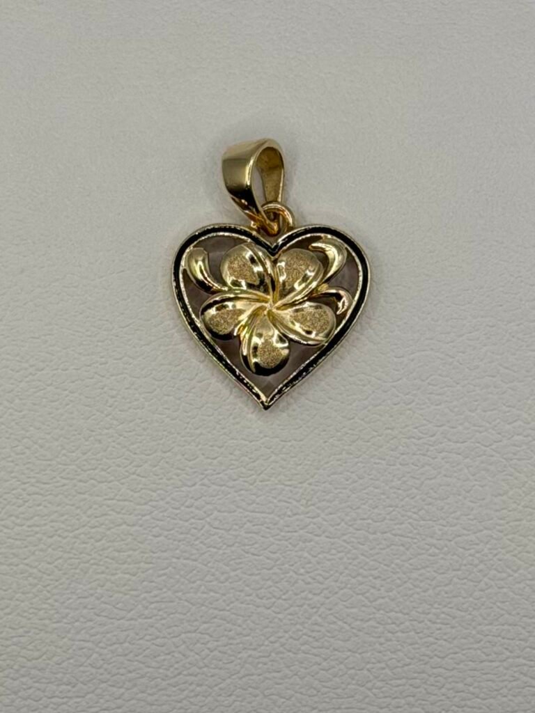 Hawaiian Heirloom Style 14k Gold Heart with Black Enamel