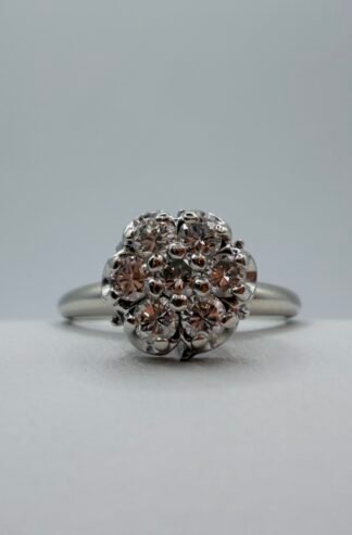 Diamond Cluster Ring (.5 Estimated Diamond carat weight) (14k) White Gold