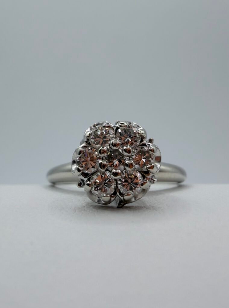 Diamond Cluster Ring (.5 Estimated Diamond carat weight) (14k) White Gold
