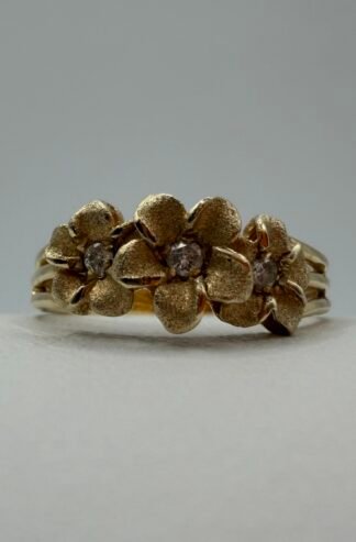 Diamond Plumeria Ring (14k) Yellow Gold