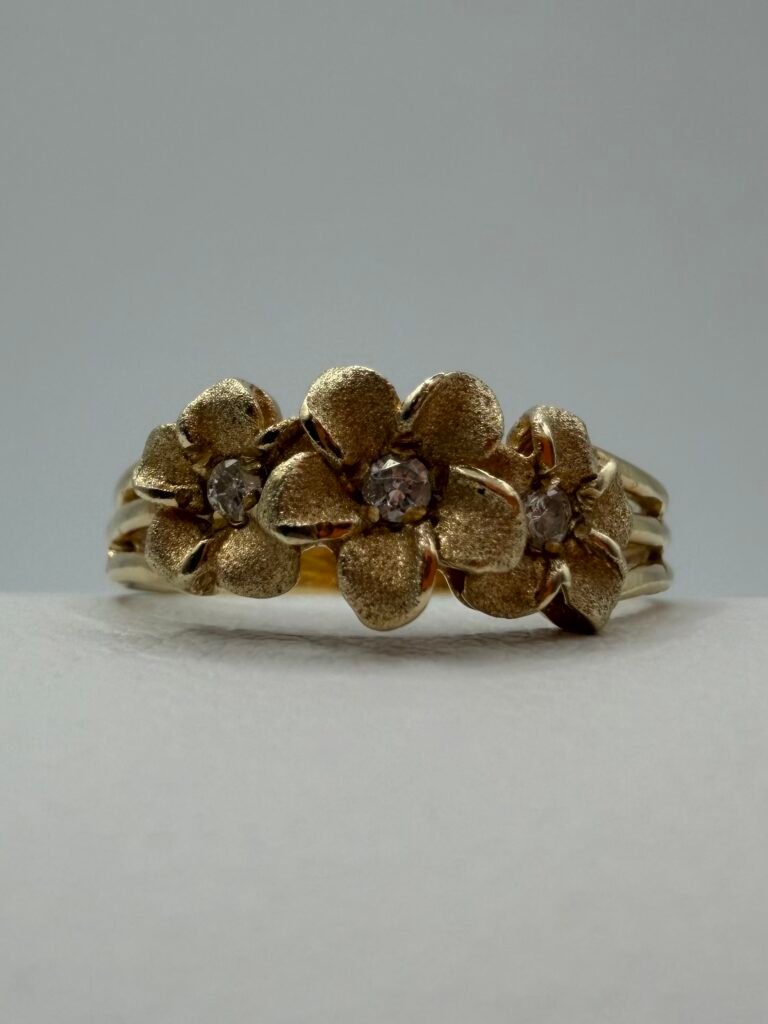 Diamond Plumeria Ring (14k) Yellow Gold