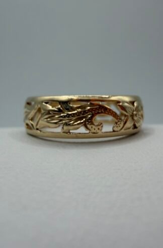 Hawaiian Heirloom Style 14k Gold Band - Size 6.25