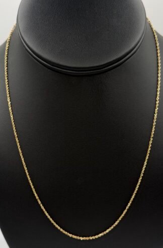 Diamond Cut Rope Chain (14K) Solid Gold (18 inches) (1 mm)