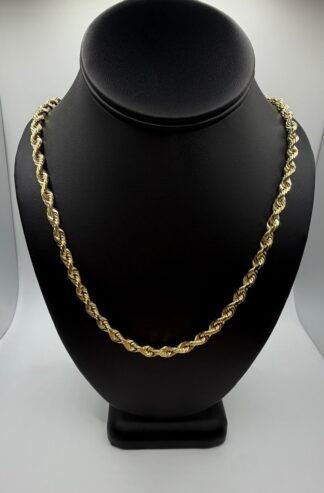 6mm Solid 14k Gold (22 Inch) Diamond Cut Rope Chain (55.5 Grams)