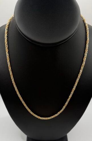 2.5mm Semi-Solid 14k Gold (18 Inch) Tri-Tone Braided Chain (12 Grams)