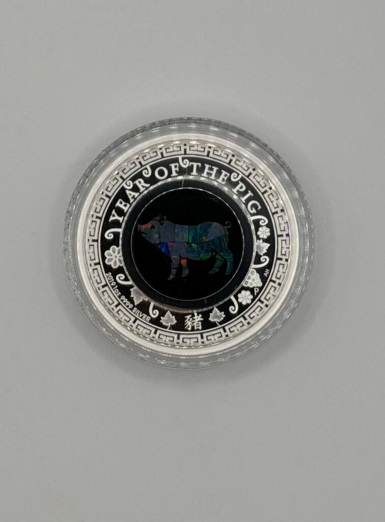 2019 Australia 1 oz Silver Opal Lunar Pig Proof with Box and COA