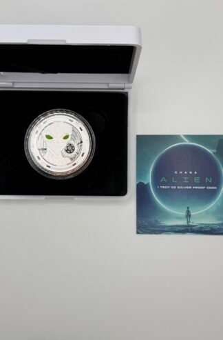 2022 Republic of Ghana 1 oz Silver 5 Cedis Space Alien (Colorized Eyes) BU