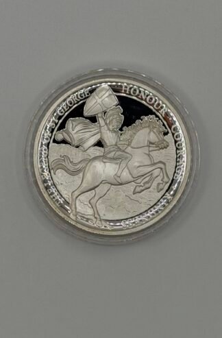 2018 Gibraltar 1 oz Silver Legend of Saint George Shield £5 Proof - HR (.999 Silver)