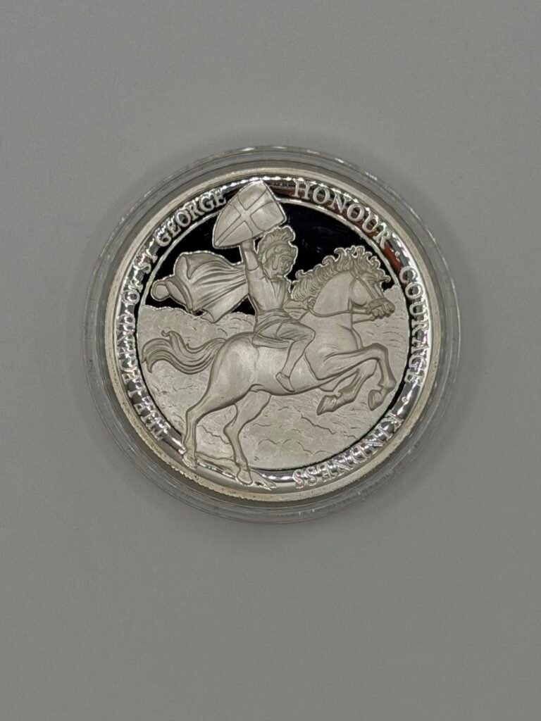 2018 Gibraltar 1 oz Silver Legend of Saint George Shield £5 Proof - HR (.999 Silver)