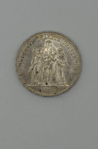 1875 A France Hercules Group Antique Genuine Silver 5 Franc French Coin