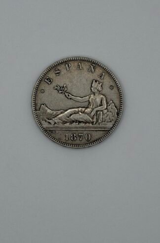 1870 Spain Silver 5 Pesetas .900 Coin