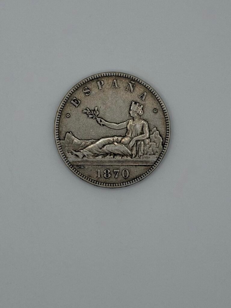 1870 Spain Silver 5 Pesetas .900 Coin