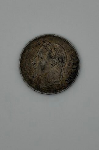 France Silver 5 Francs Napoleon III .90 Coin