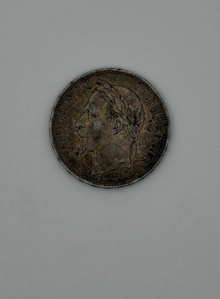 France Silver 5 Francs Napoleon III .90 Coin