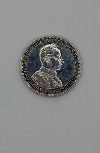 1913-A Prussia German States 5 Mark .90 Coin