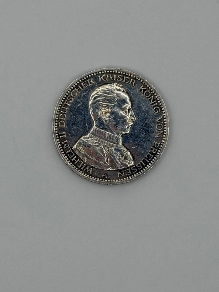 1913-A Prussia German States 5 Mark .90 Coin