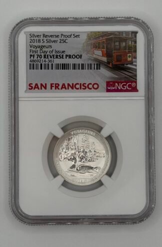 2018-S NGC (Reverse Proof PF 70) Silver Voyagers Quarter - First Day of Issue