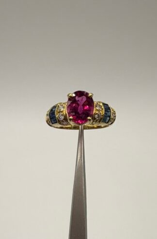 Diamond, Sapphire and Ruby Ring (18k) Yellow Gold